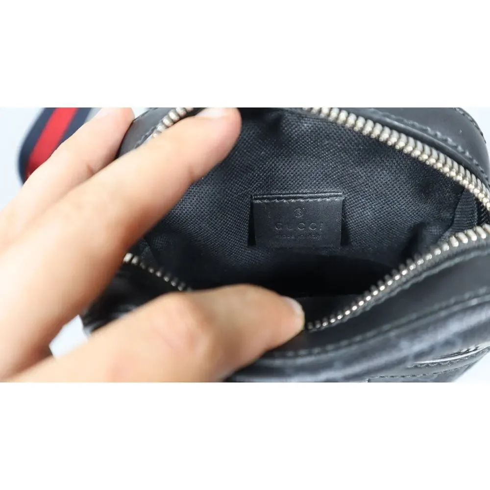Gucci GG Supreme Crossbody Messenger Bag Unisex Small BLACK / GRAY CLEAN!